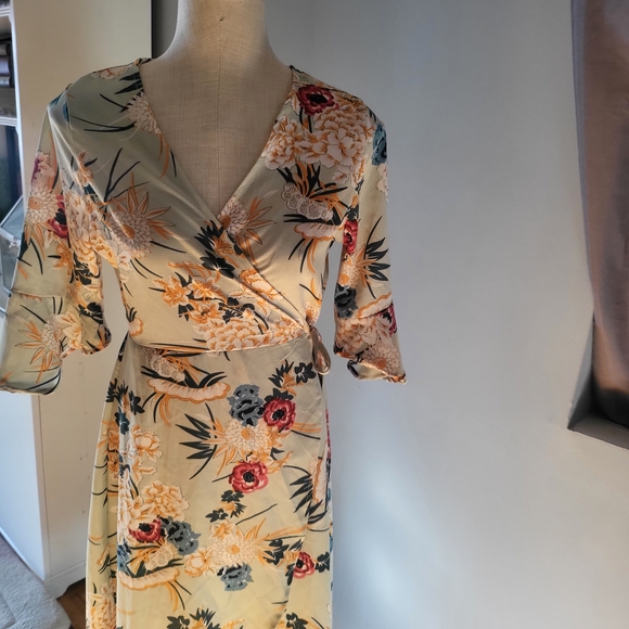 Floral Maxi Wrap Dress - Green - Picture 5 of 8